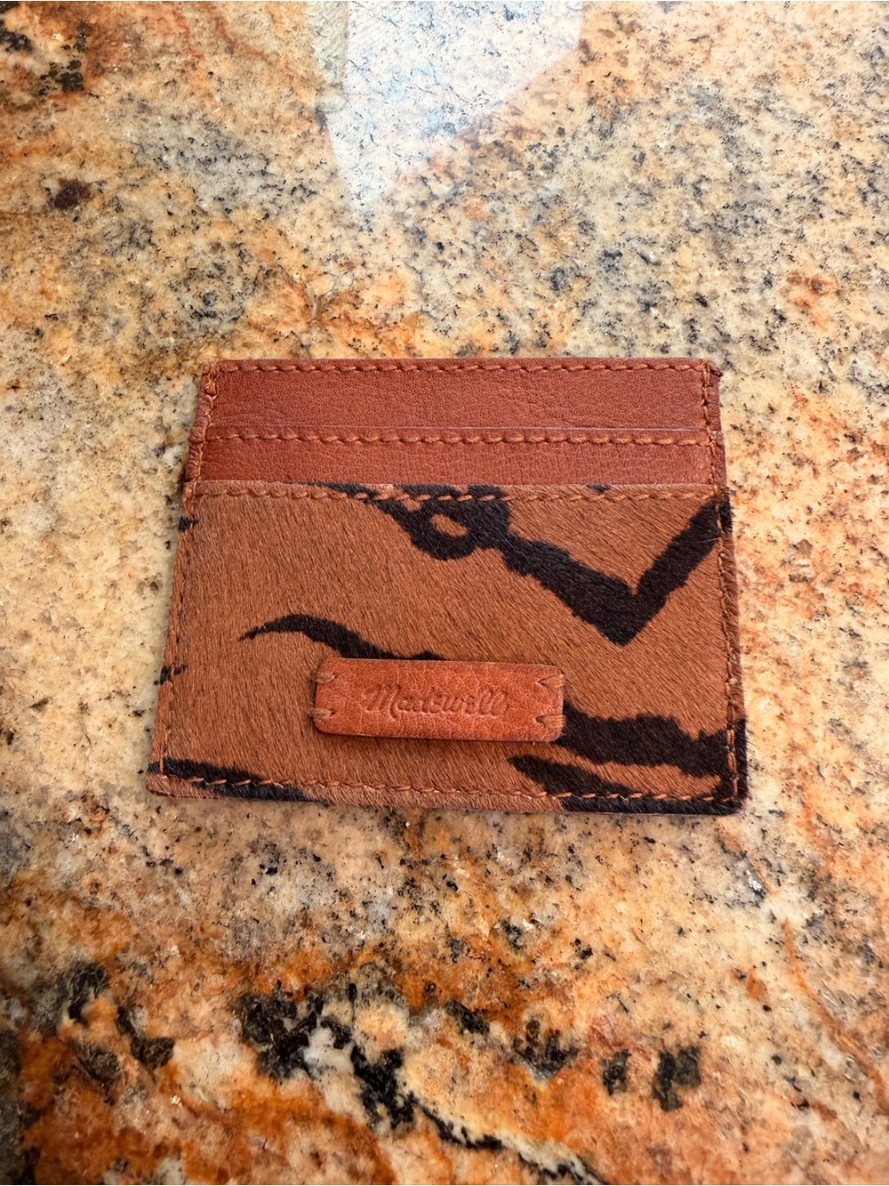 Madewell Leather Tiger-Print Card Holder